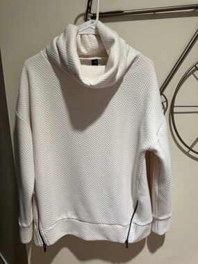 Gap Fit Cozy White Oversized Chevron Cowl Neck Sweater Size S Athleisure